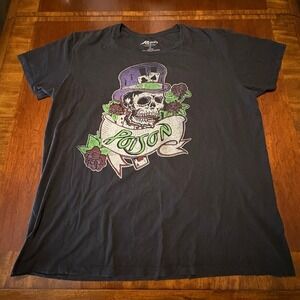 Poison Band T-Shirt XL | Skull Top Hat Roses Graphic Tee | Glam Metal Tour Style